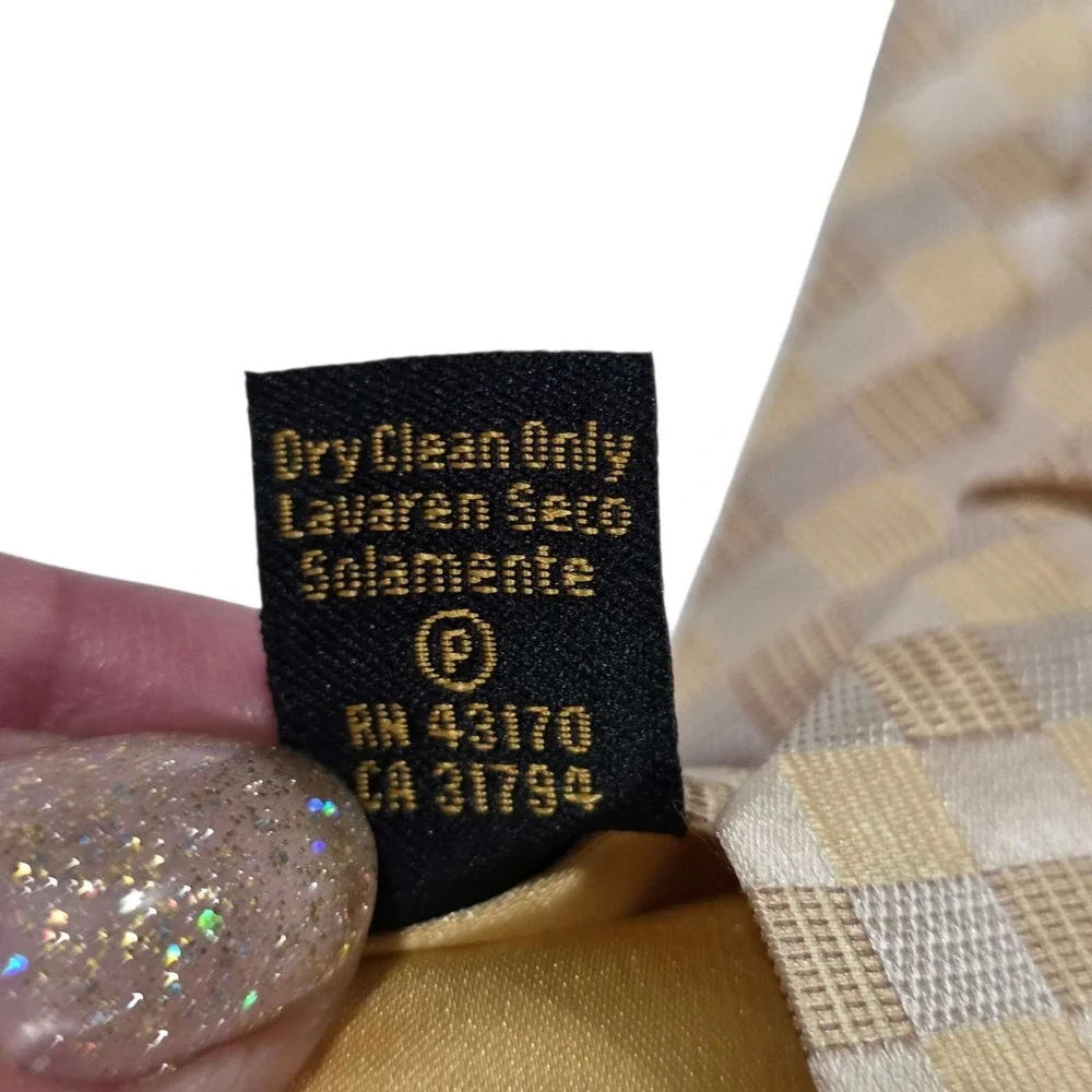 NWT Donald J.‎ Trump Signature Collection Silk Tie Gingham Pattern Gold Beige